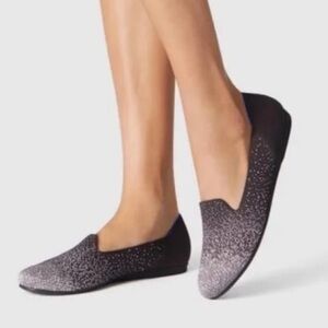 Rothy's Black and Silver Metallic Flat Loafers